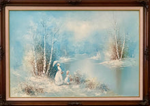 Artist: Du Pont "Victorian River Park Reunion" The Beautiful Snow White Colors Emulate a Snow Storm