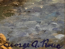 George A. Roug oil on Canvas Rocky Coastal Scene oil on canvas painting.
